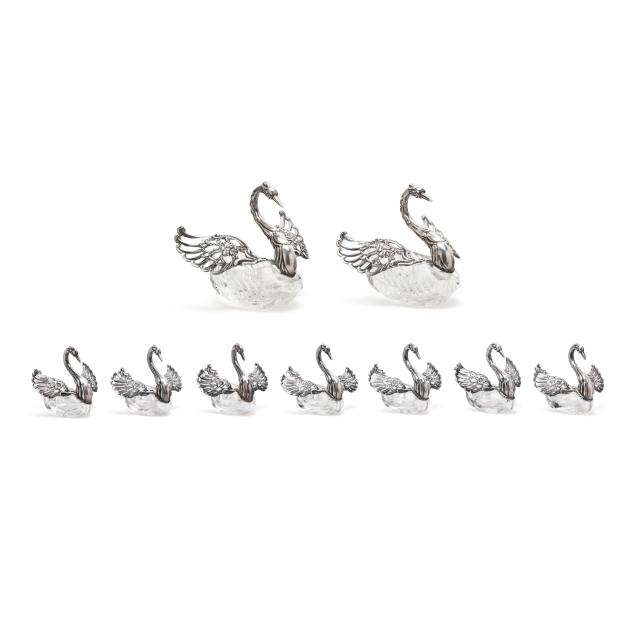 set-of-continental-silver-and-crystal-swan-master-salt-and-salt-cellars