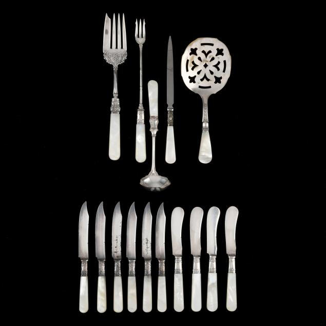 collection-of-mother-of-pearl-handled-silver-plated-flatware