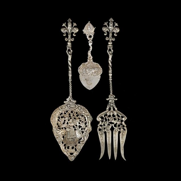 three-ornate-continental-silver-flatware-servers