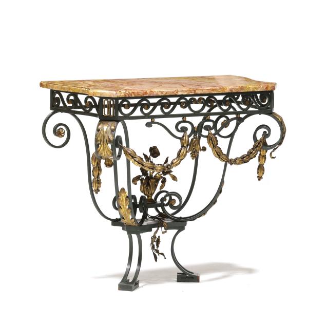 continental-iron-and-marble-top-console-table