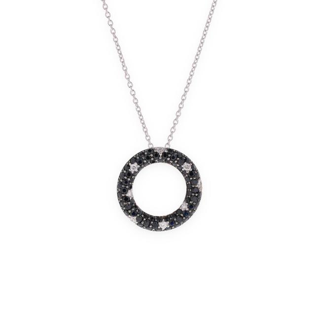 white-gold-black-sapphire-and-diamond-circle-pendant-necklace-roberto-coin
