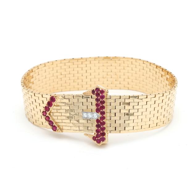retro-gold-diamond-and-ruby-buckle-bracelet