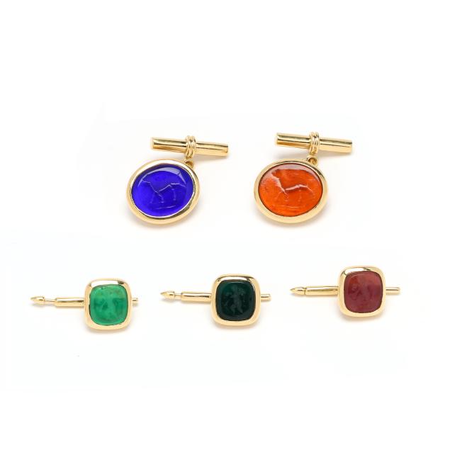 gold-and-venetian-glass-intaglio-gent-s-set-elizabeth-locke