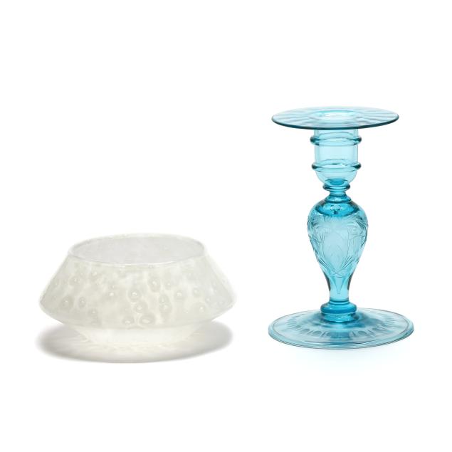 steuben-art-deco-cluthra-vase-and-engraved-candlestick