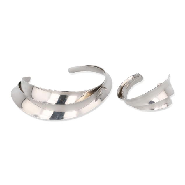 silver-sculptural-necklace-and-cuff-bracelet-gerhard-herbst