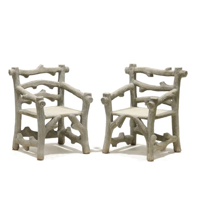 pair-of-cast-stone-faux-bois-chairs