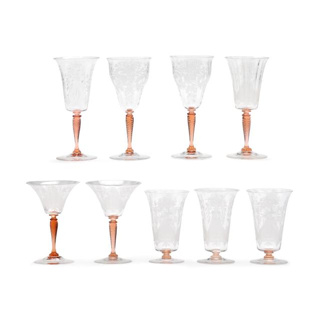 steuben-assembled-engraved-clear-and-rosa-stemware