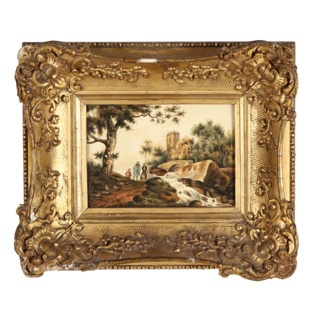 english-school-early-20th-century-figures-by-a-waterfall