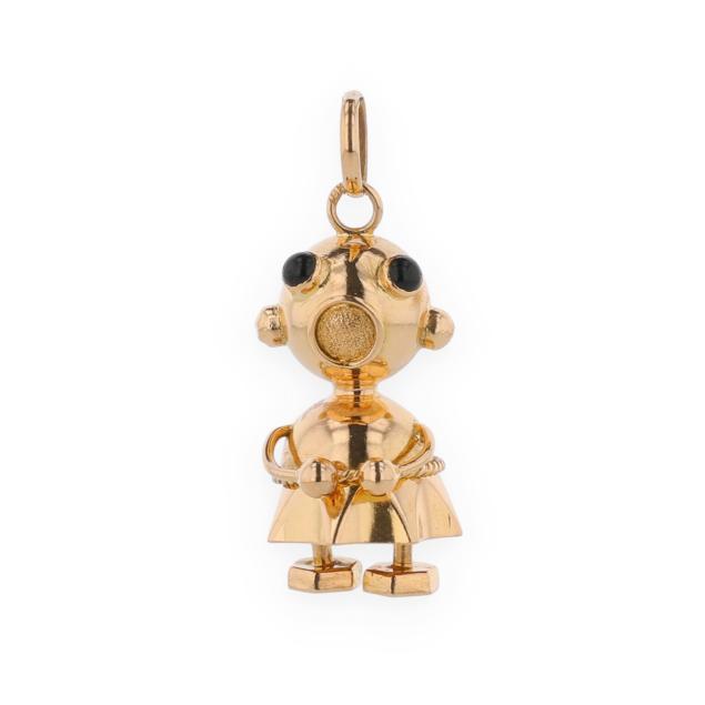 vintage-gold-robot-motif-charm-italy