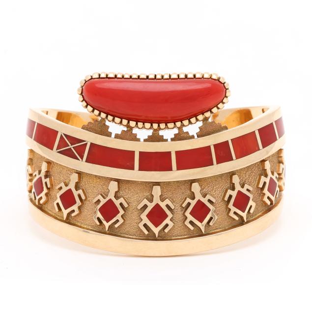 gold-and-coral-cuff-bracelet-vernon-haskie