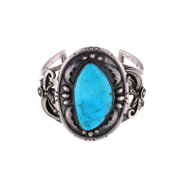 bold-southwestern-silver-and-turquoise-cuff-bracelet-carl-w-luthey