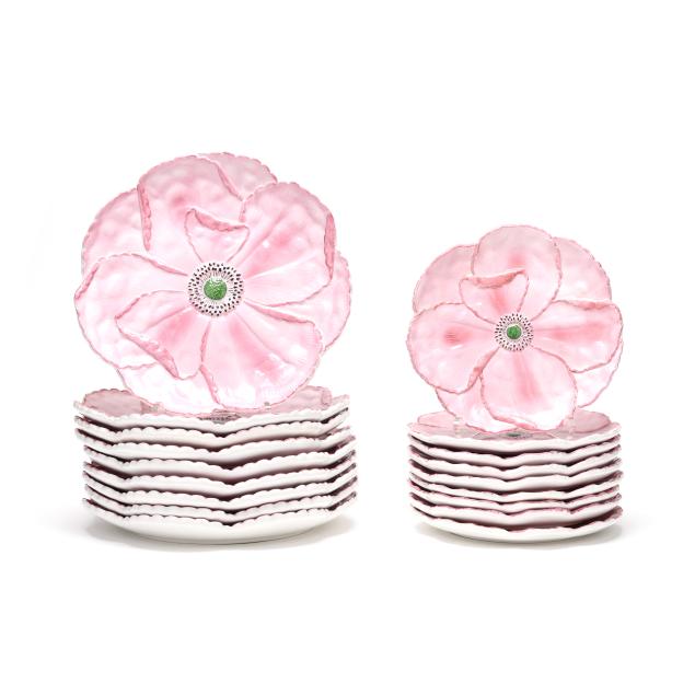 set-of-vintage-italian-flower-form-plates