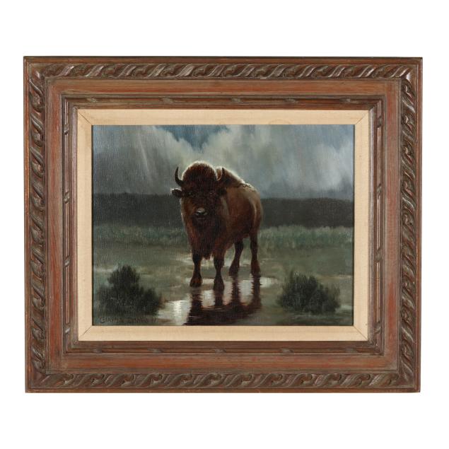 charles-damrow-american-1916-1989-i-bison-in-a-moonlit-landscape-i