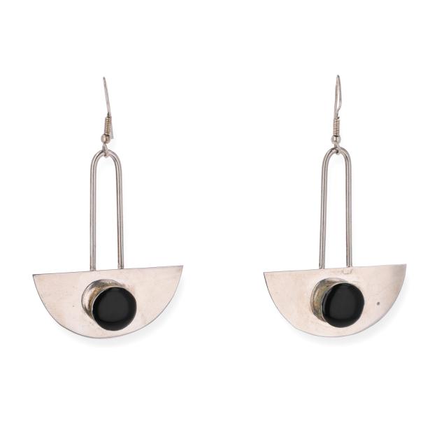 modernist-silver-plate-and-enamel-dangle-earrings