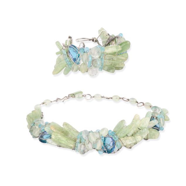 silver-and-gem-set-wirework-necklace-and-bracelet
