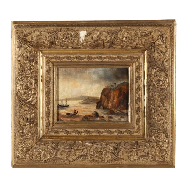 continental-school-20th-century-maritime-scene-along-a-cliffside
