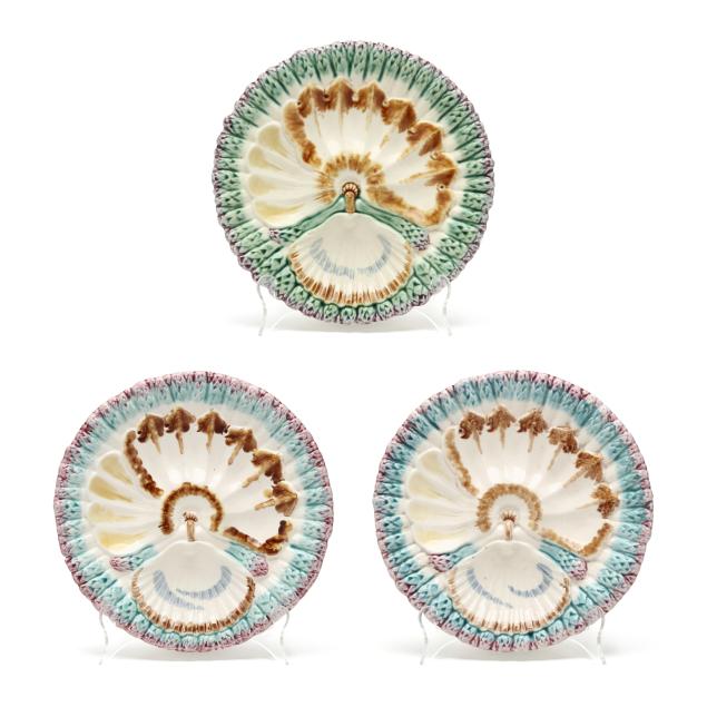 three-majolica-asparagus-plates