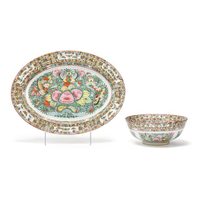 chinese-export-thousand-butterfly-porcelain-matching-bowl-and-platter