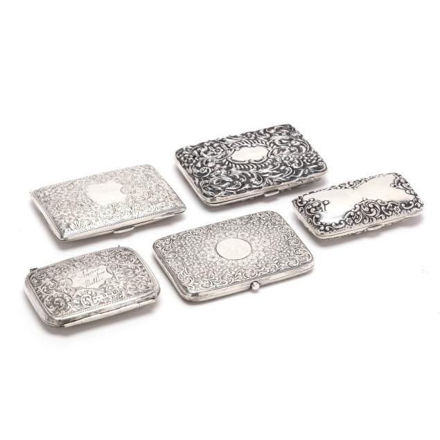 five-antique-english-silver-card-cases