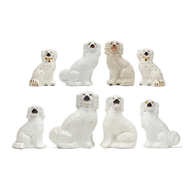a-collection-of-eight-vintage-staffordshire-spaniels