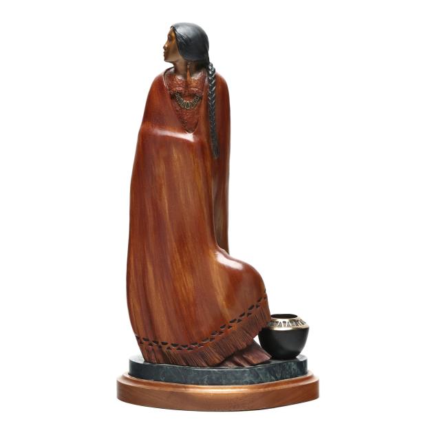 bob-boomer-american-b-1944-bronze-native-american-woman-with-vessel