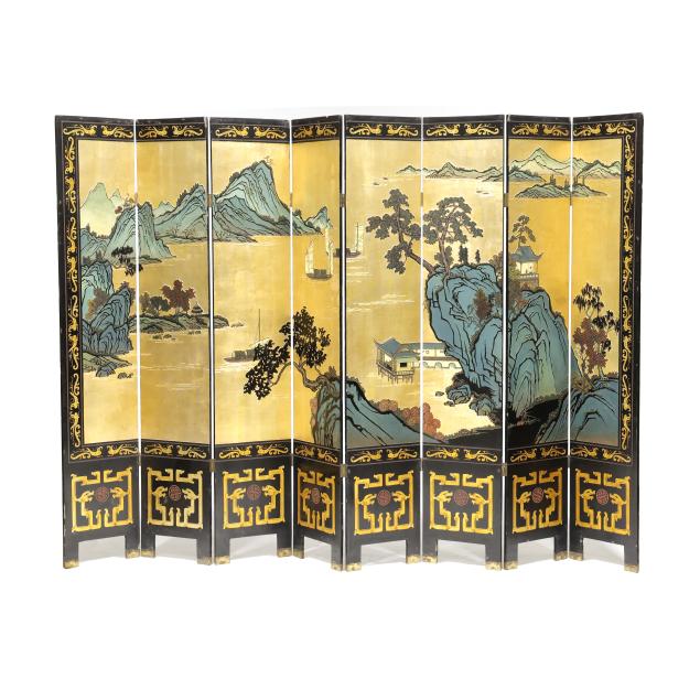 large-eight-panel-chinese-carved-and-painted-floor-screen