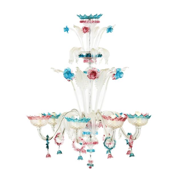 vintage-venetian-blown-glass-floral-eight-light-chandelier