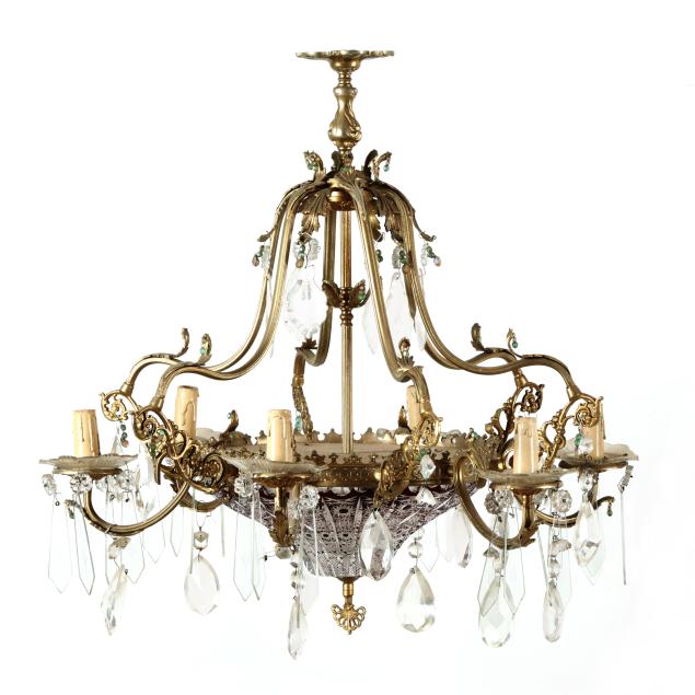 bohemian-brass-and-ruby-cut-to-clear-glass-six-light-chandelier