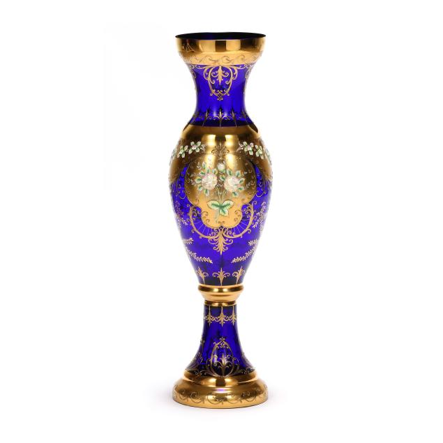 large-venetian-gilt-floral-cobalt-glass-vase