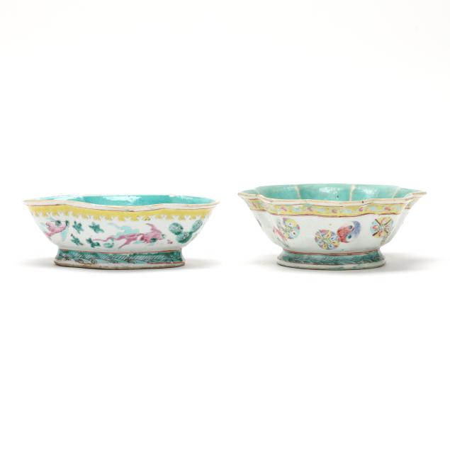 two-chinese-porcelain-famille-rose-shaped-footed-bowls