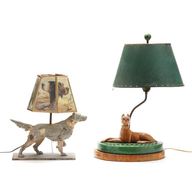 two-vintage-dog-themed-table-lamps