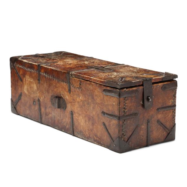 antique-iron-and-leather-bound-carriage-trunk