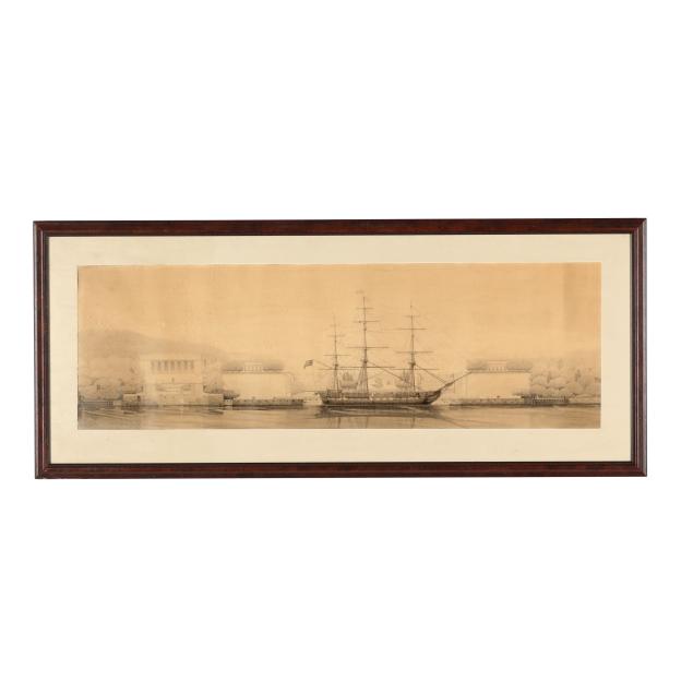 david-c-tatman-american-1914-1969-original-design-sketch-for-u-s-navy-memorial-and-the-uss-constitution