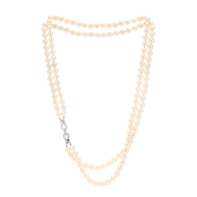 double-strand-pearl-necklace-with-platinum-and-diamond-clasp