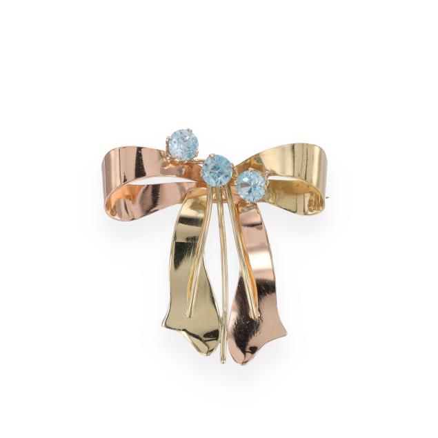 retro-bi-color-gold-and-blue-zircon-ribbon-motif-brooch