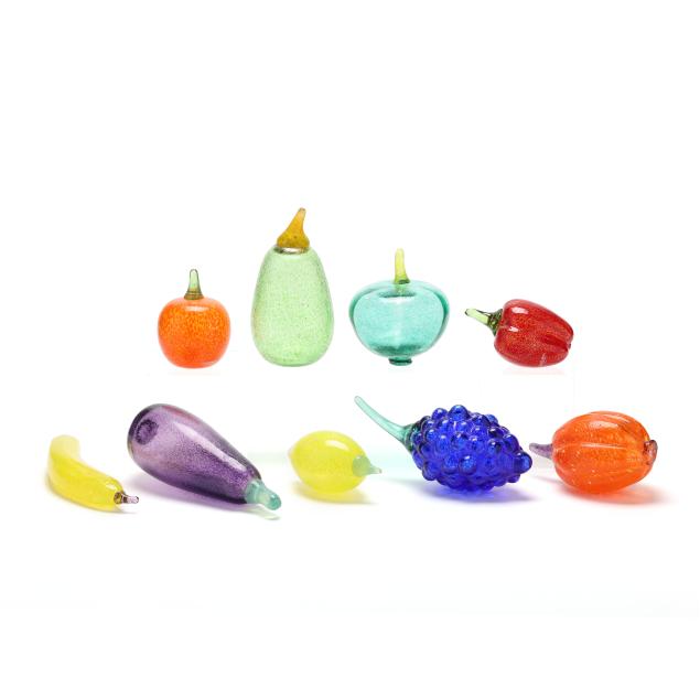 kosta-boda-nine-gunnel-sahlin-glass-fruit-sculptures