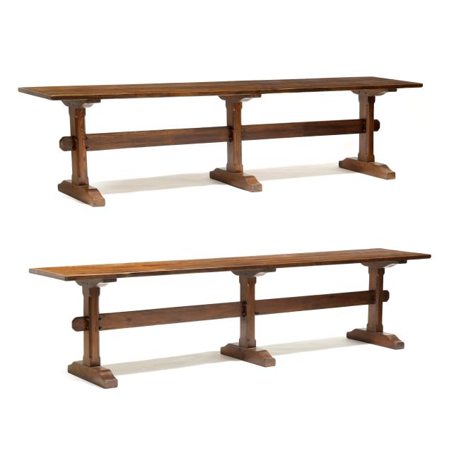 p-a-pug-moore-pair-of-pine-trestle-tables