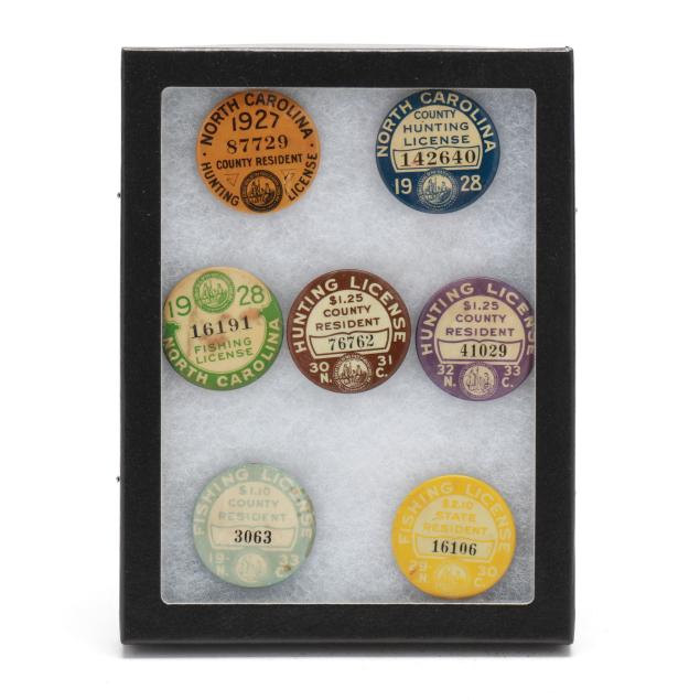 seven-early-north-carolina-hunting-and-fishing-license-pins