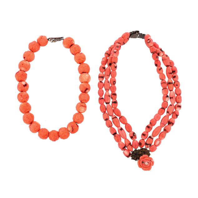 two-coral-bead-necklaces