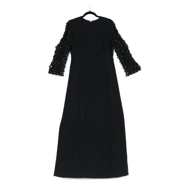 vintage-black-evening-gown-with-beaded-sleeves
