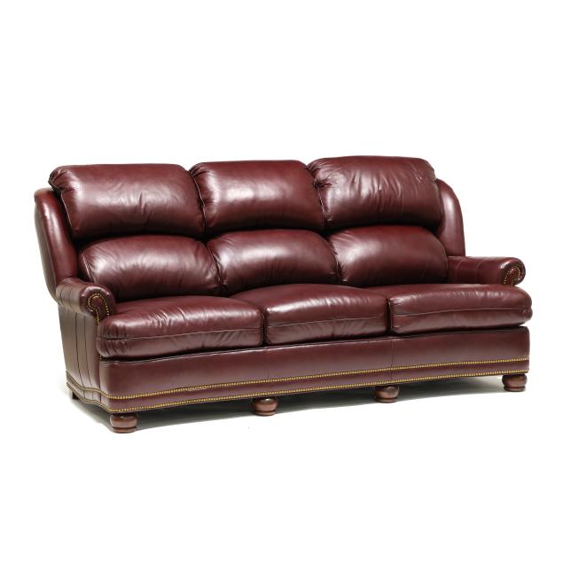 hancock-moore-burgundy-leather-nailhead-trim-sofa