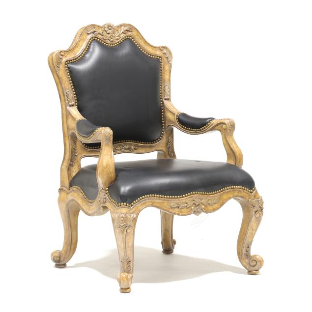 maitland-smith-louis-xv-style-leather-armchair