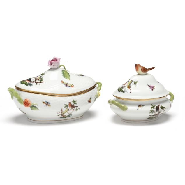 two-herend-i-rothschild-bird-i-mini-covered-serving-dishes