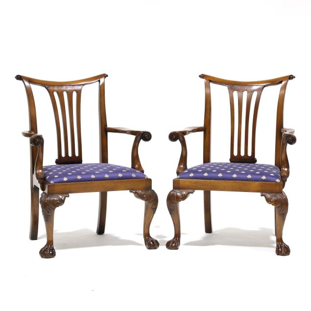 baker-pair-of-chippendale-style-mahogany-armchairs
