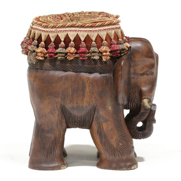 carved-wood-cushioned-elephant-stool
