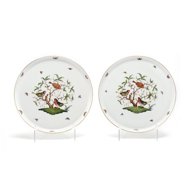 pair-of-herend-i-rothschild-bird-i-round-serving-trays
