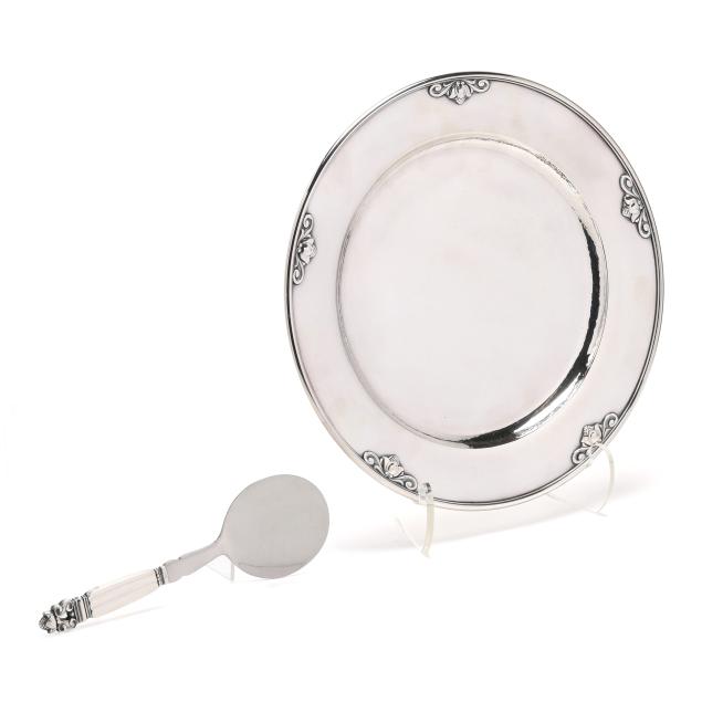 georg-jensen-i-acorn-i-sterling-silver-serving-platter-and-pastry-server
