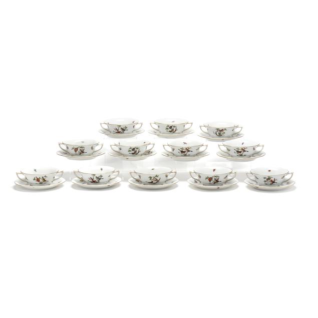 herend-i-rothschild-bird-i-set-of-twelve-cream-soup-bowls-and-saucers