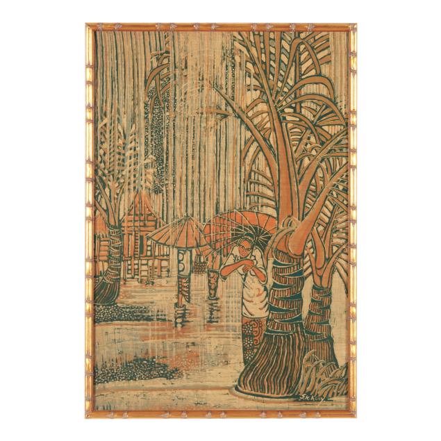 koay-soo-kau-malaysian-1946-2021-a-framed-batik-textile