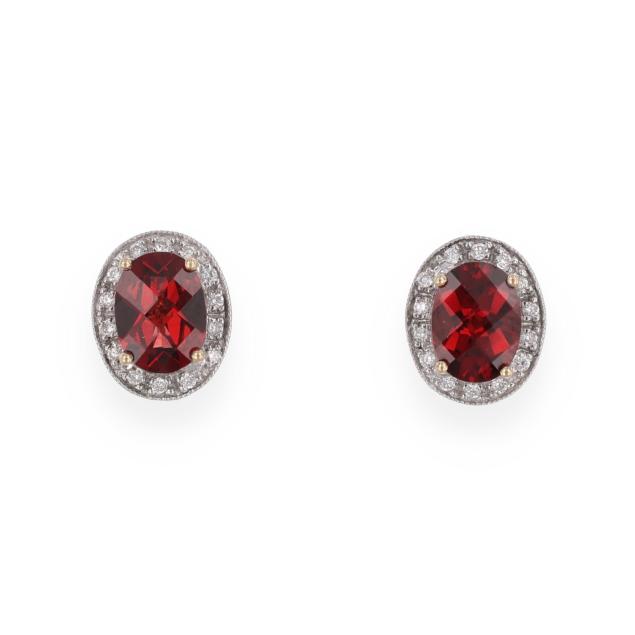 white-gold-garnet-and-diamond-earrings